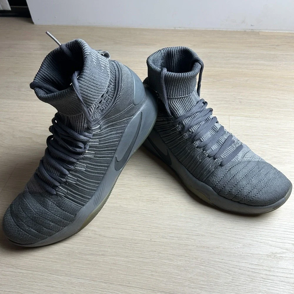 Nike Zoom Hyperdunk 2016 Flyknit Mens Size 11 Grey High Top Shoes 843390-002